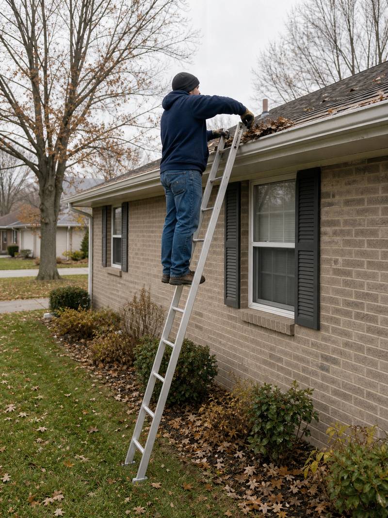 Gutter cleanout at a one-story home